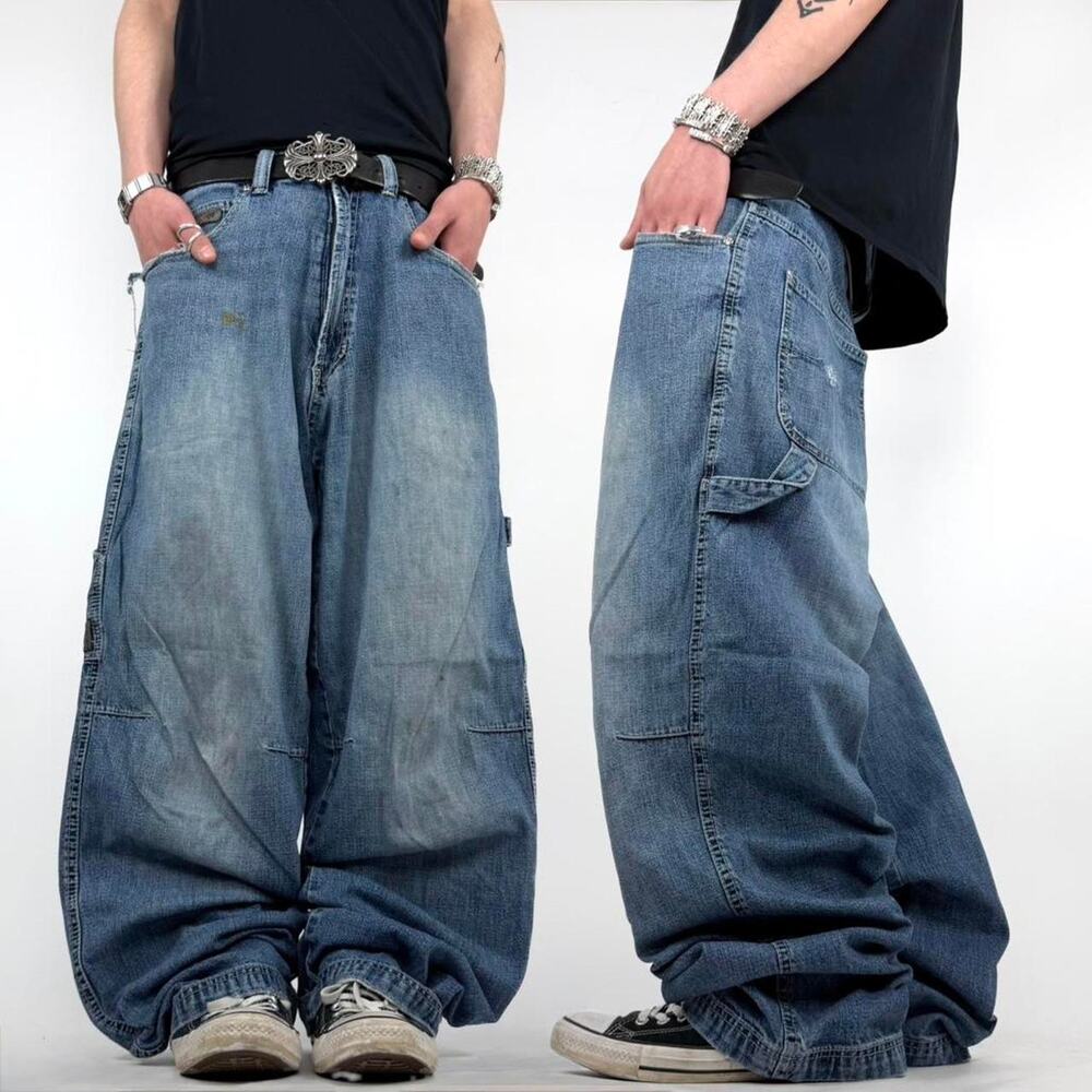 Vintage y2k rare grunge baggy wide leg faded stonewash archive jeans